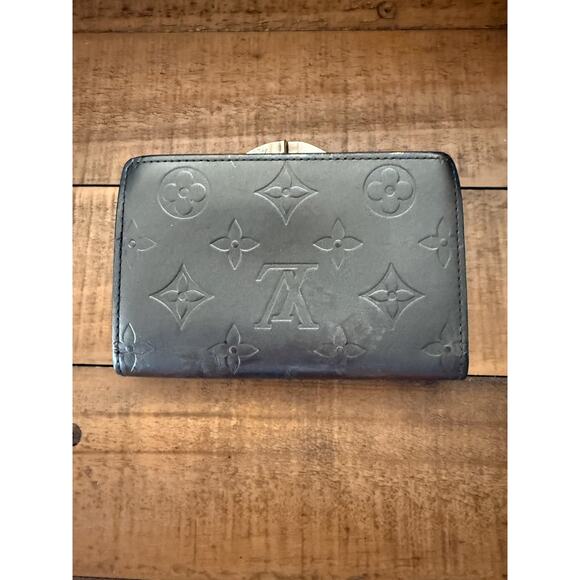 Louis Vuitton Wallet W/Dust Bag Black Matte Vernis Monogram Leather Bifold - Picture 3 of 14